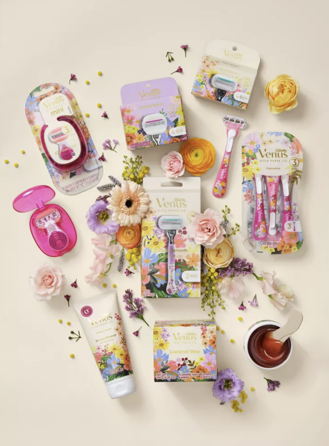 Rifle Paper Co. + Venus Deluxe Smooth Sensitive Razor Blade Refills - 4ct