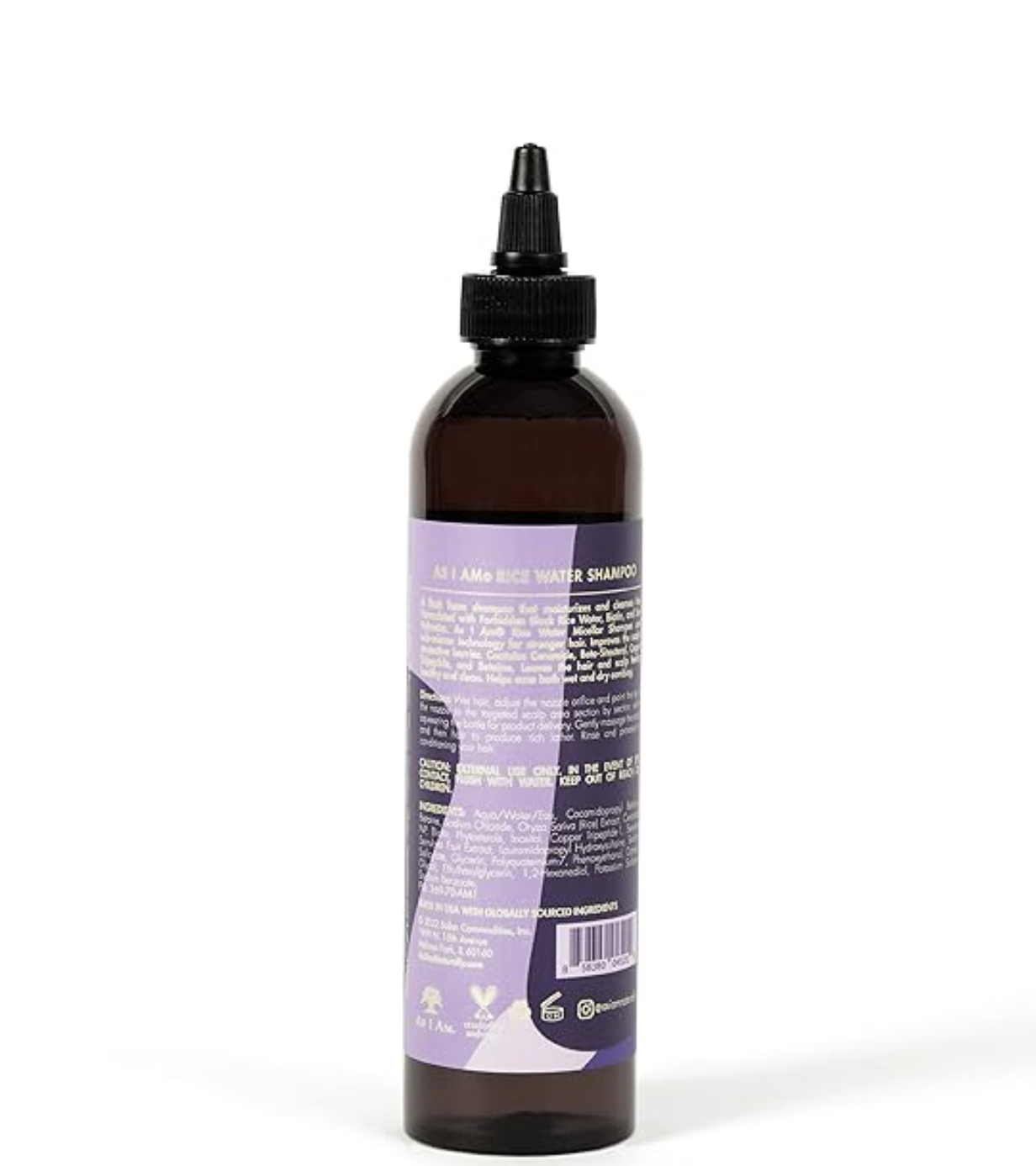 As I Am Rice Water Shampoo 8 oz - with Forbidden Black Rice, Saw Palmetto, Biotin - Gentle Cleanser - Moisturizing - Vegan & Cruelty Free - Sulfate Free - Paraben Free - For All Hair Types