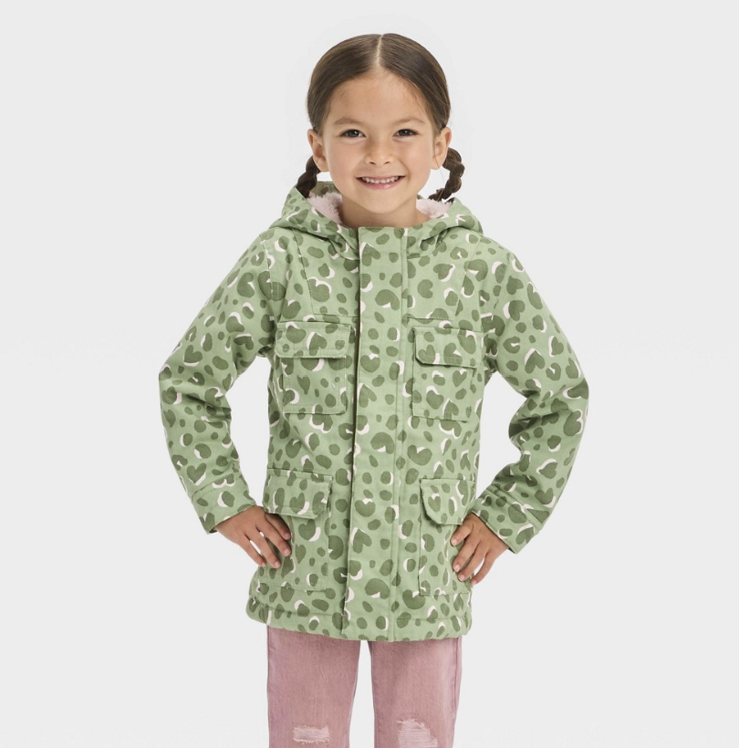 Toddler Fur Lined Military Jacket - Cat & Jack™ Olive Green