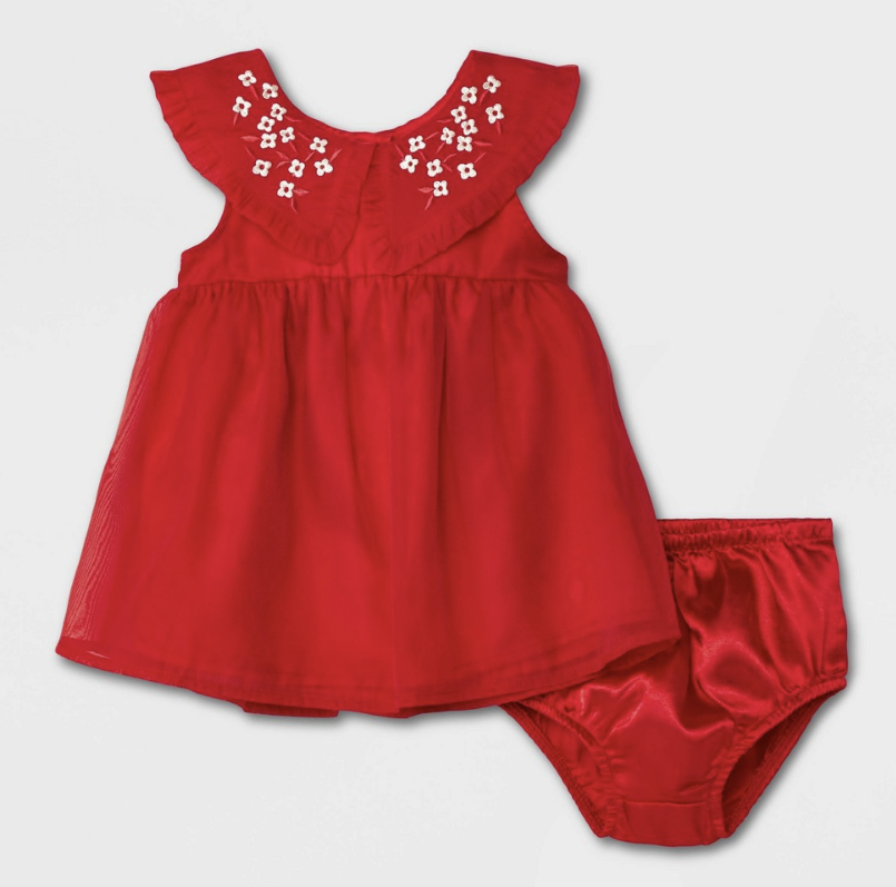 Baby Girls' Organza Embroidered Dress - Cat & Jack™ Red