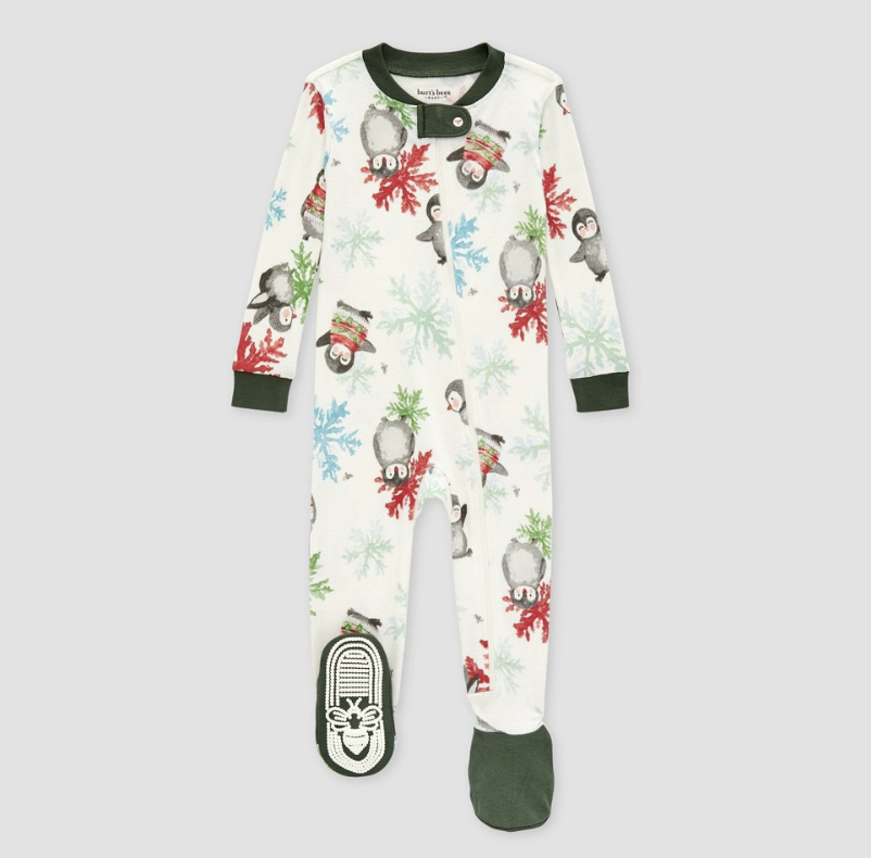 Burt's Bees Baby® Baby Organic Cotton Snug Fit Snowflakes and Penguins Footed Pajama - Off-White