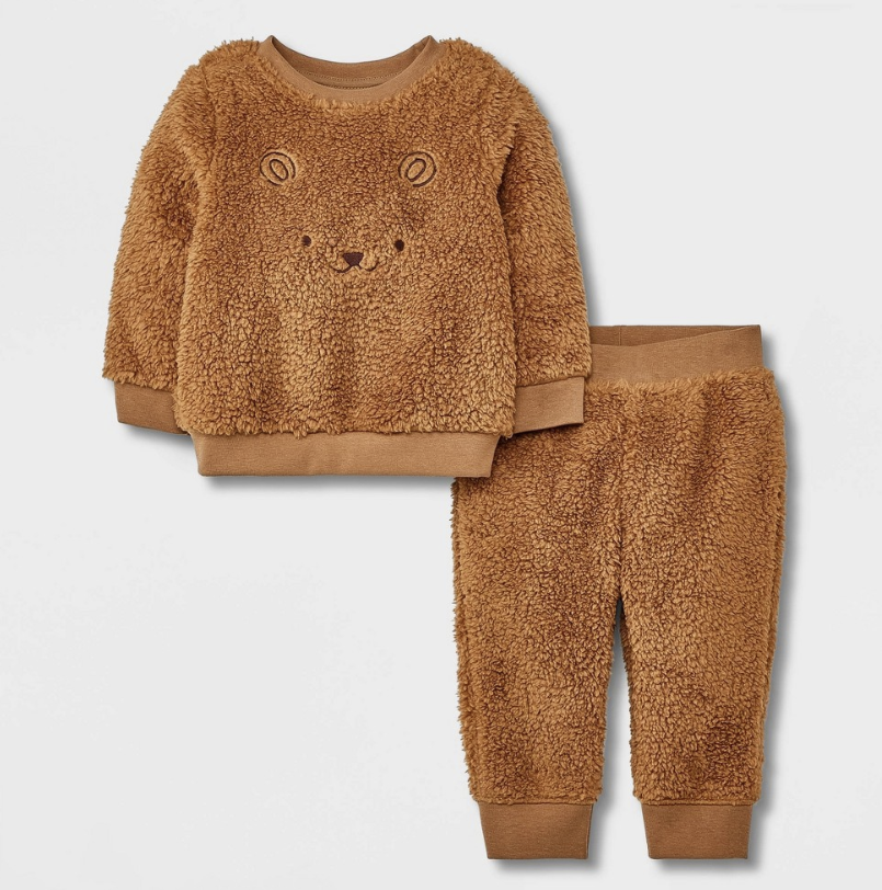 Baby Embroidered Faux Shearling Top & Bottom Set - Cat & Jack™ Brown