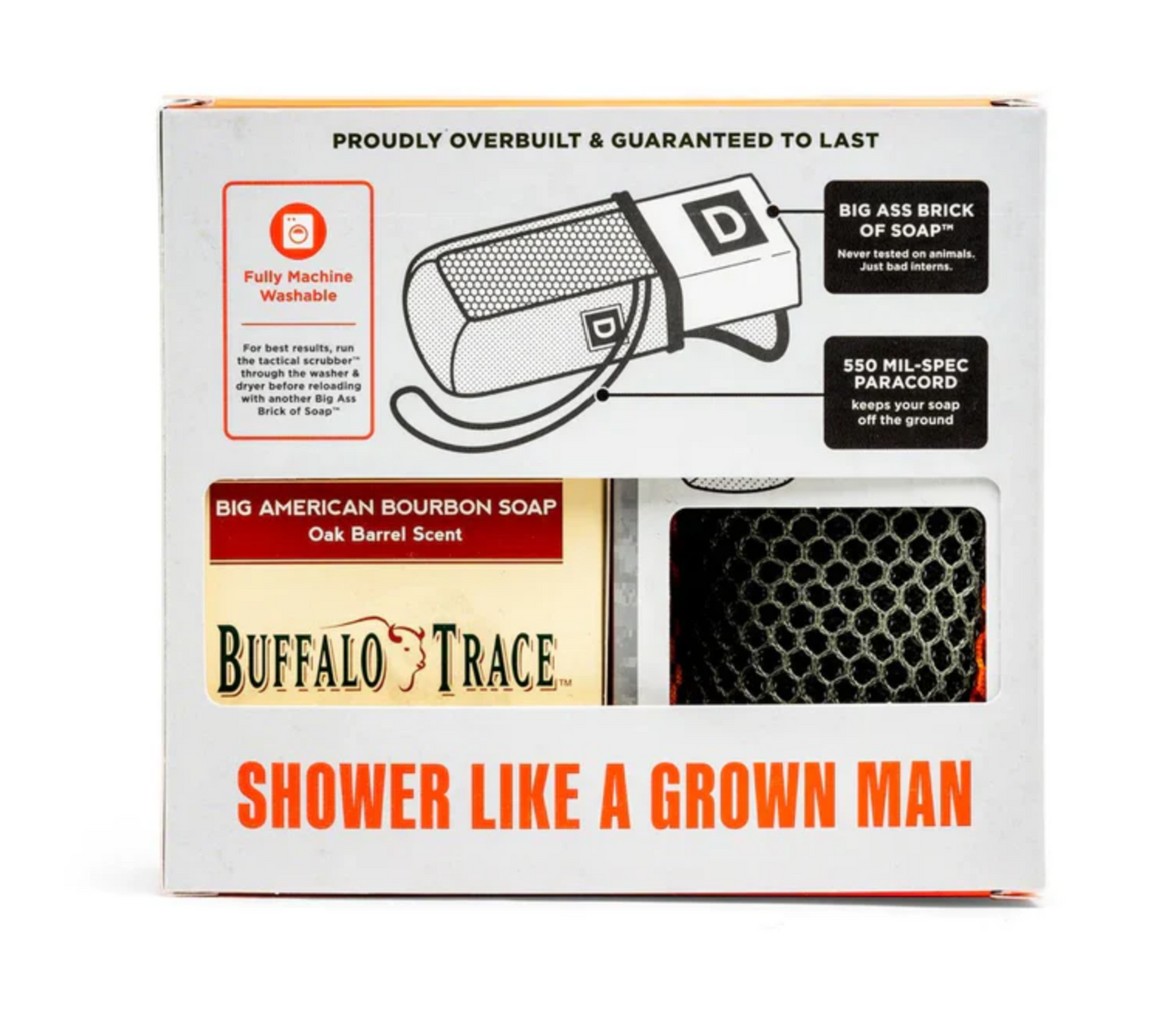 Duke Cannon Tactical Scrubber + Soap Set - Soap on a Rope with Big American Bourbon Soap - 10 oz