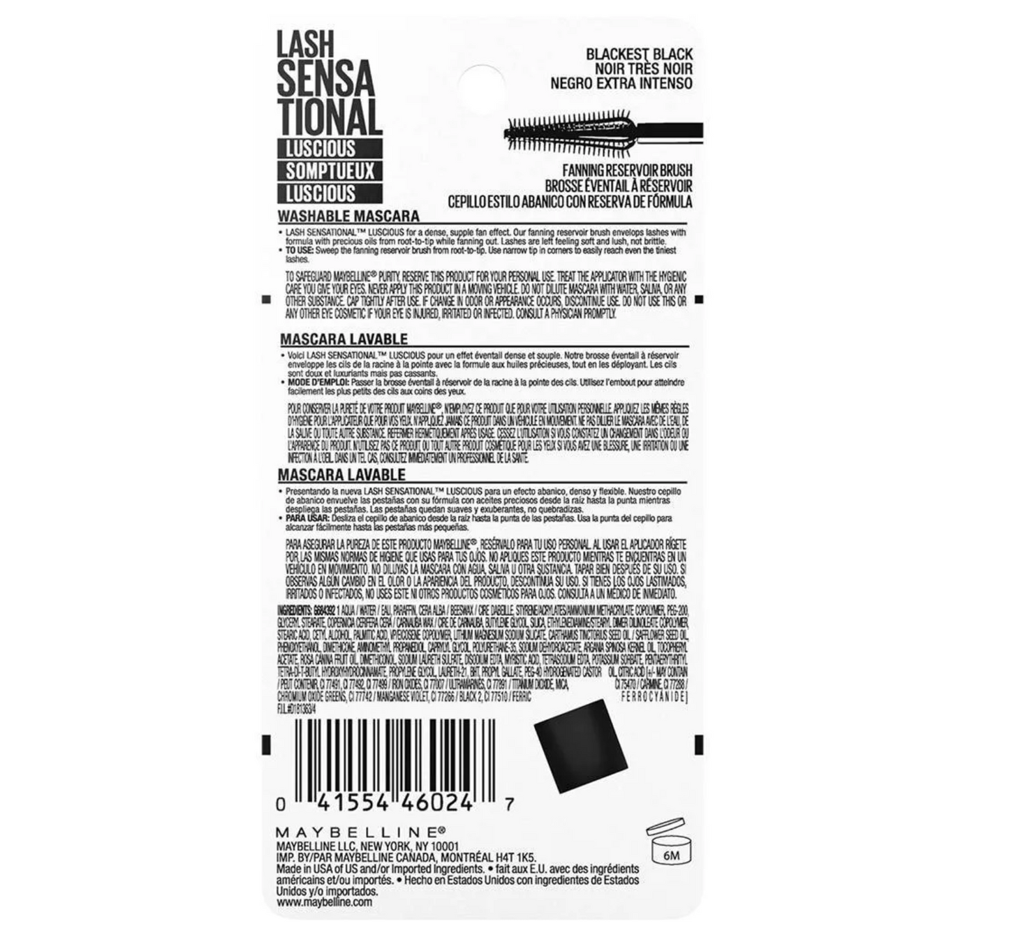 Maybelline Lash Sensational Luscious Mascara - 701 Blackest Black - 0.32 fl oz