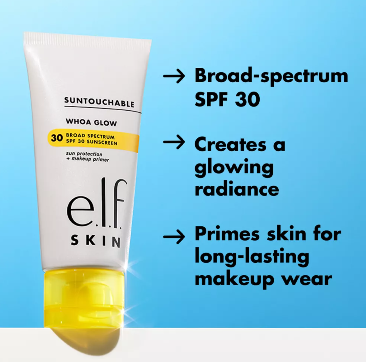 e.l.f. SKIN Suntouchable! Whoa Glow Sunscreen & Primer - Sunbeam - SPF 30 - 1.69 fl oz