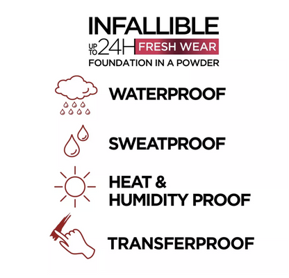 L'Oreal Paris Infallible Up to 24H Fresh Wear Foundation in a Powder- 0.31oz