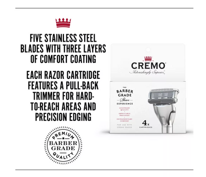Cremo Barber Grade Razor Blade Refill - 4ct