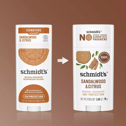 Schmidt's Sandalwood & Citrus Aluminum-Free Natural Deodorant Stick - 2.65oz