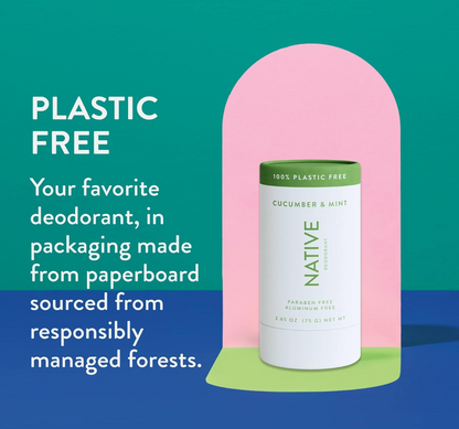 Native Plastic Free Deodorant - Cucumber & Mint - Aluminum Free - 2.65 oz