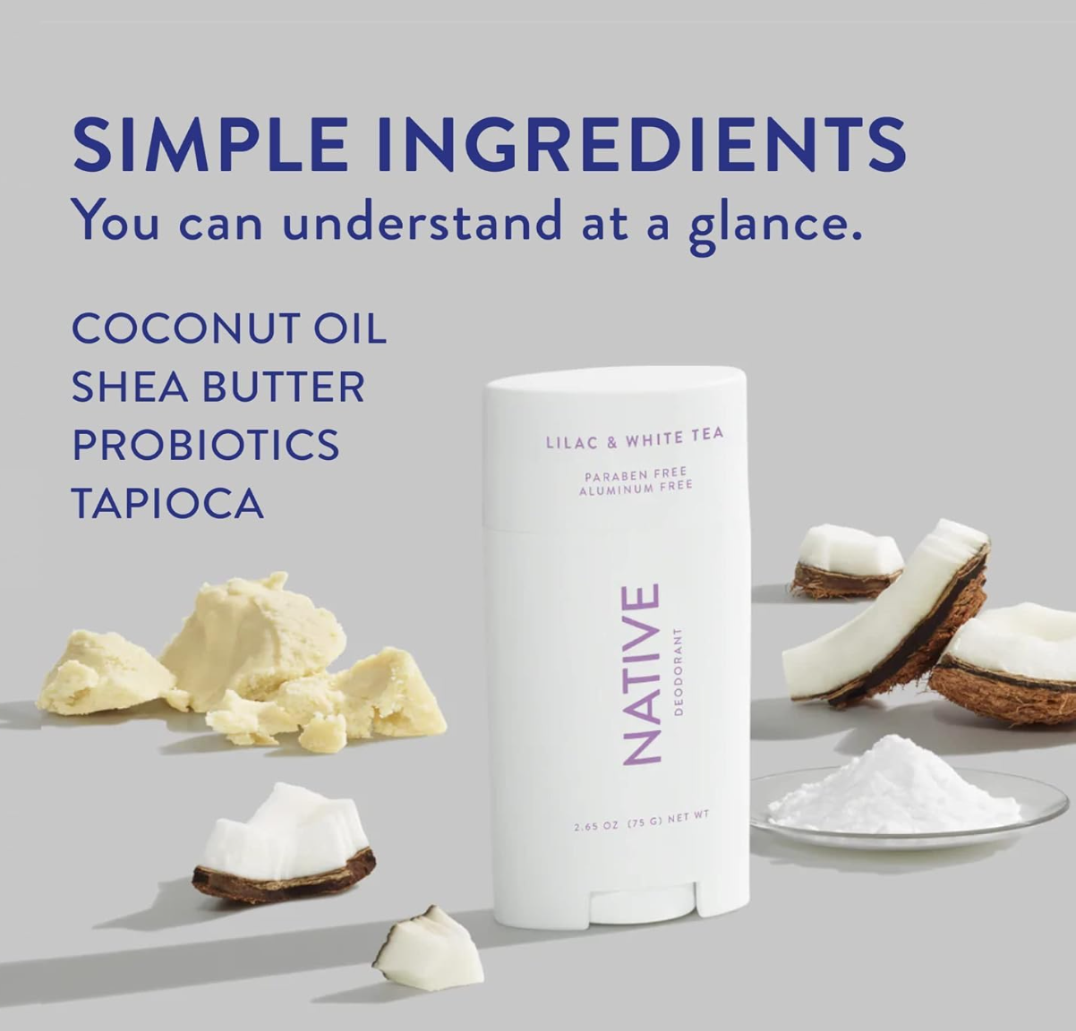 Native Deodorant - Lilac & White Tea - Aluminum Free - 2.65 oz
