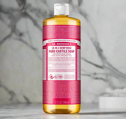 Dr. Bronner's 18-In-1 Hemp Pure-Castile Soap - Rose - 32 fl oz