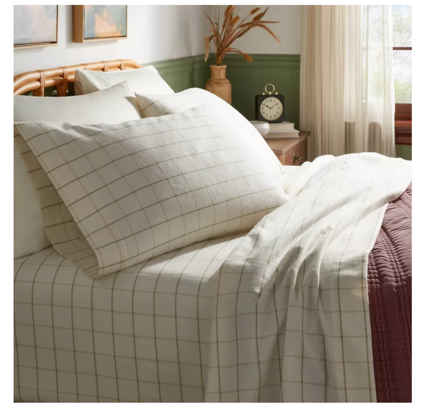 Ivory Windowpane Flannel Sheet Set - Threshold