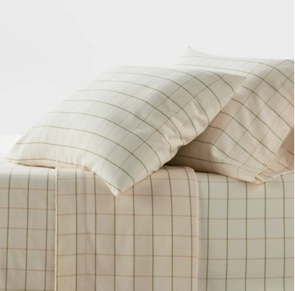 Ivory Windowpane Flannel Sheet Set - Threshold
