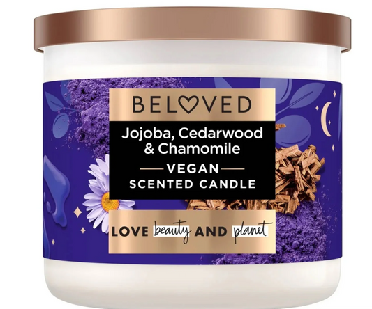 Beloved Love & Rest Jojoba, Cedarwood & Chamomile 3-Wick Vegan Candle - 15oz