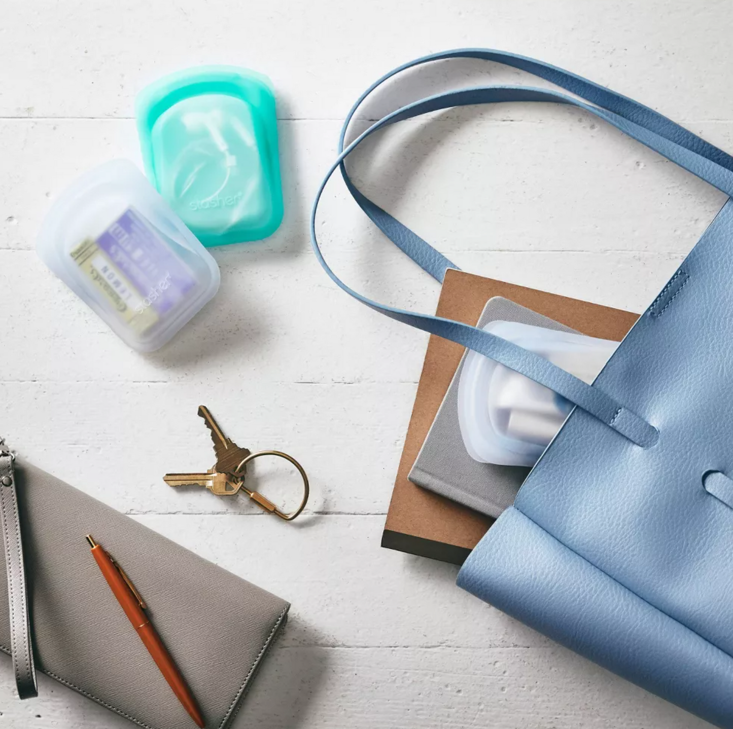 Stasher Reusable Silicone Travel Accessories Bag Set - 2pk