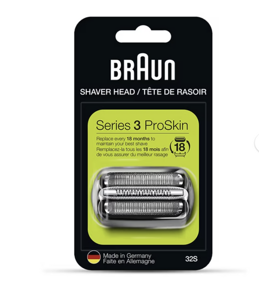 Braun Series 3 Pro Skin Electric Shaver Replacement Head - 32B - Compatible with Electric Razors 3000s, 3010s, 3040s, 3050cc, 3070cc, 3080s, 3090cc