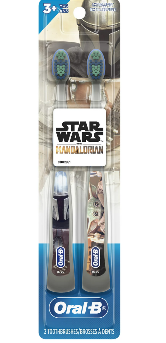 Oral-B Kids Manual Toothbrush featuring Star Wars: The Mandalorian - Extra Soft Bristles - 2ct