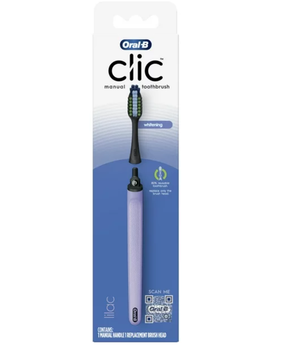 Oral-B Clic Starter Kit Teal Toothbrush, Oral-B Whitening Medium Brush Head, Adults and Children 3+