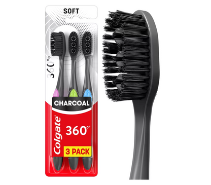 Colgate 360 Charcoal Toothbrush Soft - 3ct
