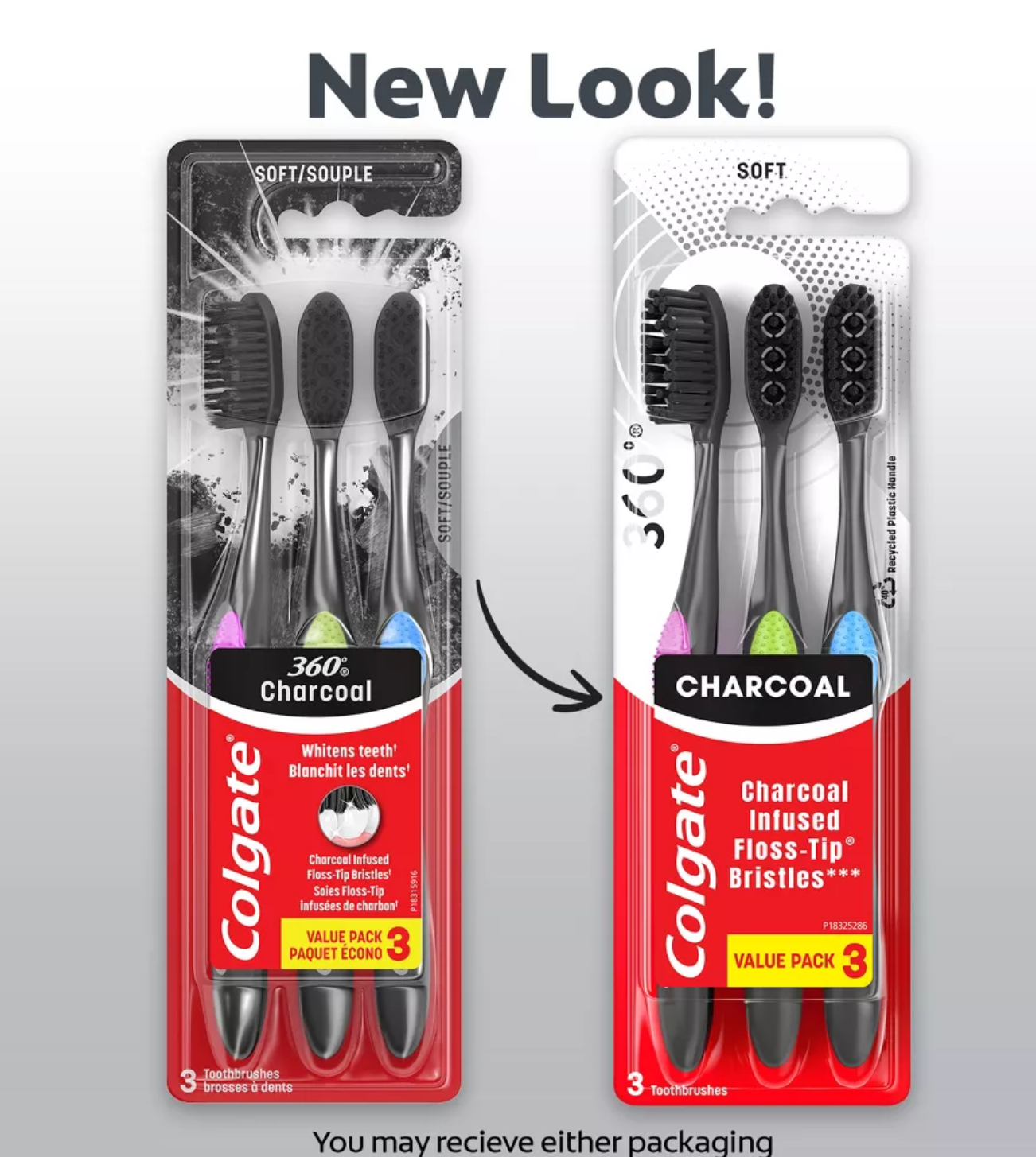 Colgate 360 Charcoal Toothbrush Soft - 3ct