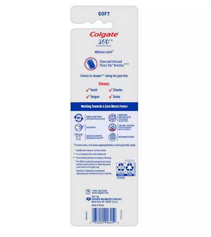 Colgate 360 Charcoal Toothbrush Soft - 3ct