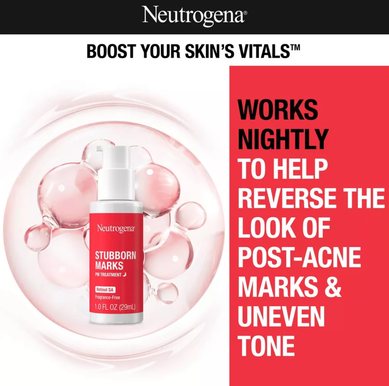 Neutrogena Stubborn Marks Night Treatment Retinol Serum - Fragrance Free - 1.0 fl oz