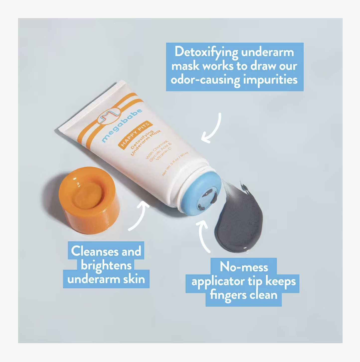 Megababe Happy Pits Detoxifying Underarm Mask - 3 fl oz