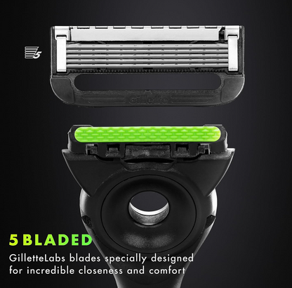 GilletteLabs with Exfoliating Bar Razor (1 Handle + 3 Cartridges + 1 Travel Case)