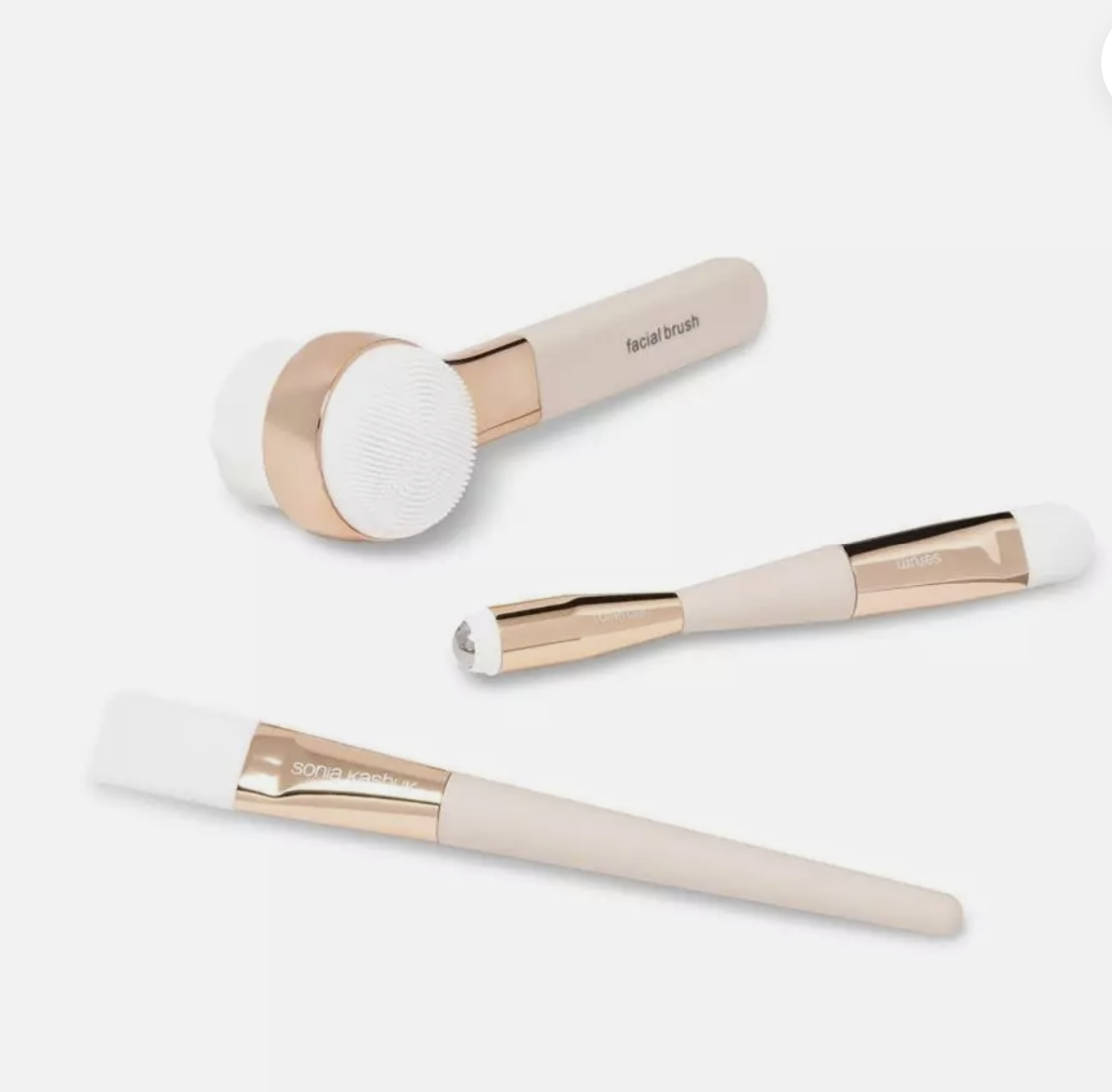 sonia kashuk skincare collection brush set - laser logo - 3pc