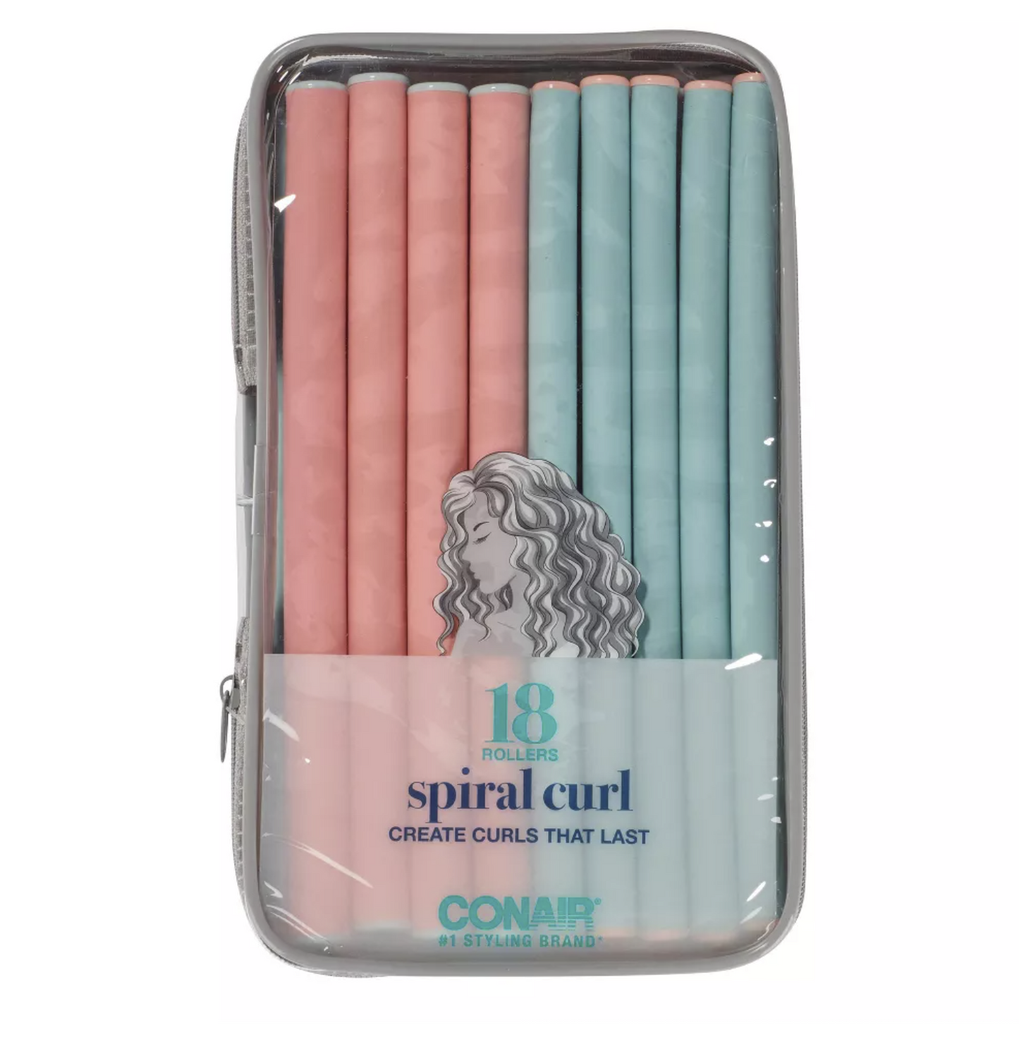 Conair Heatless Spiral Rollers - Coral & Teal - 18pk