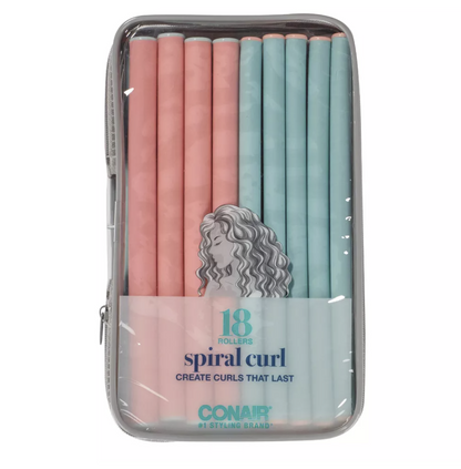 Conair Heatless Spiral Rollers - Coral & Teal - 18pk