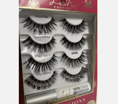 Kiss Luxtensions Collection Lashes Super Slim Band Light Weight 4 Pair w/Glue