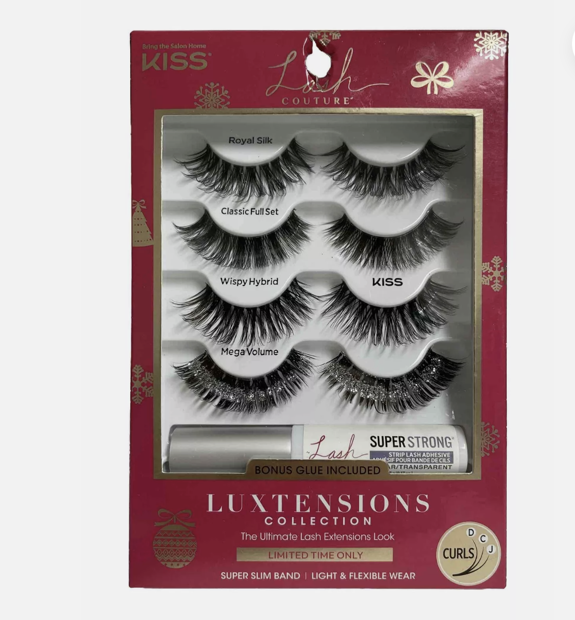 Kiss Luxtensions Collection Lashes Super Slim Band Light Weight 4 Pair w/Glue