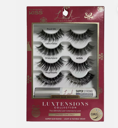 Kiss Luxtensions Collection Lashes Super Slim Band Light Weight 4 Pair w/Glue