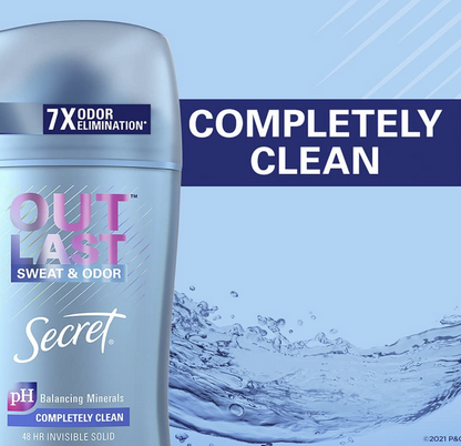 Secret Outlast Antiperspirant Deodorant Completely Clean2.6 oz x 2 pack