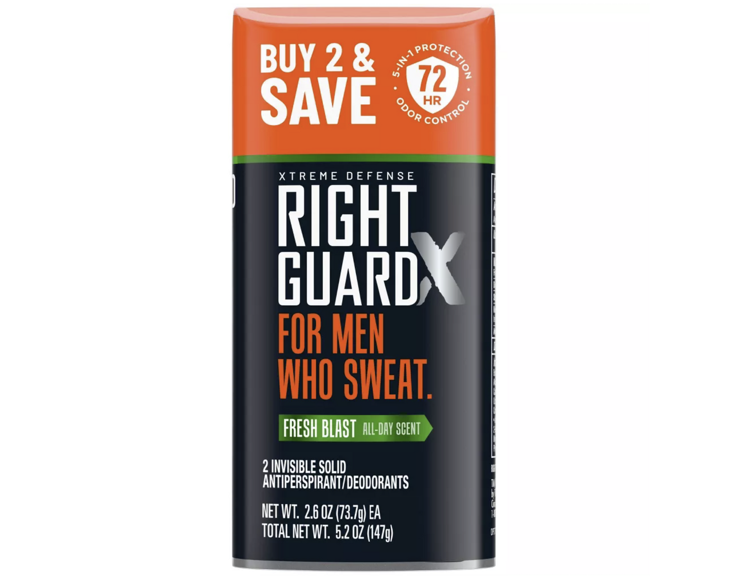 Right Guard Xtreme Defense Invisible Solid Antiperspirant & Deodorant - Fresh Blast Scent - 2.6oz/2pk