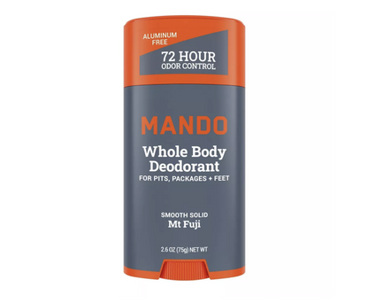 Mando Whole Body Deodorant - Men's Aluminum-Free Smooth Solid Stick Deodorant - Mt Fuji - 2.6oz