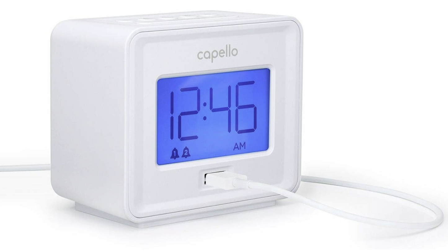 Target Capello - Dual Alarm Clock with USB Phone Charger - White