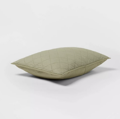 Diamond Stitch Cotton Linen Quilt Sham - Threshold™, King Sham, Green Moss