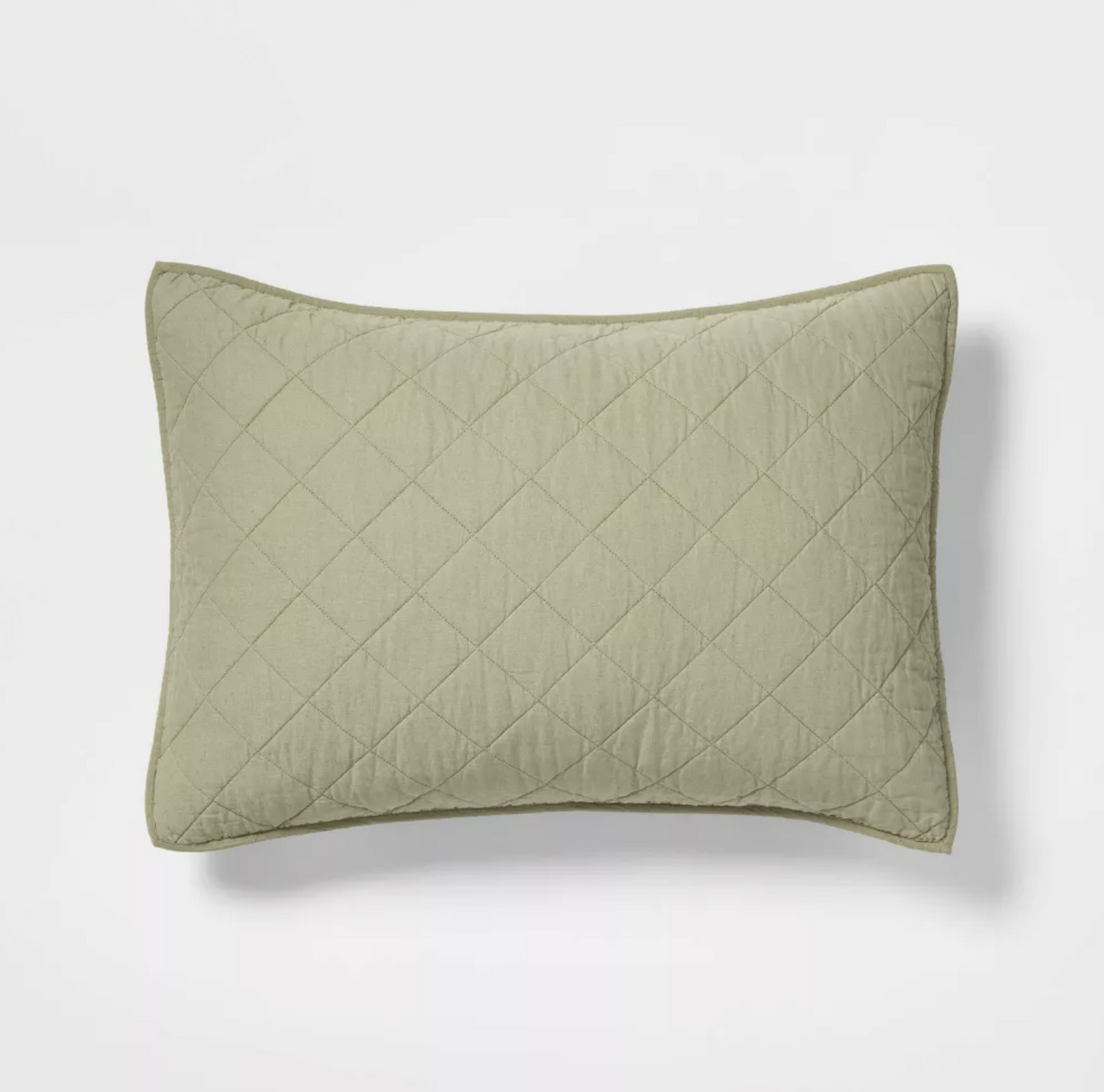 Diamond Stitch Cotton Linen Quilt Sham - Threshold™, King Sham, Green Moss