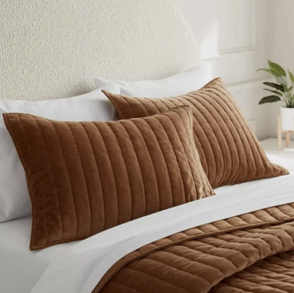Threshold Channel Velvet Stitched Standard Bed Pillow Sham,Light Terracotta,26"x20"