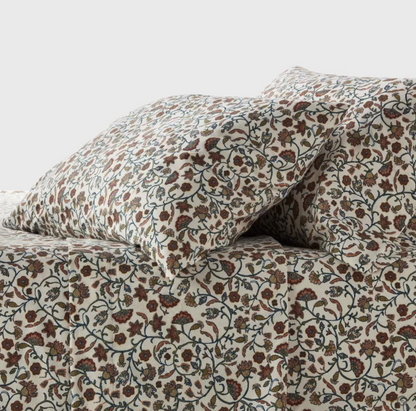 Floral Flannel Sheet Set in Cream Fall Flowers Threshold