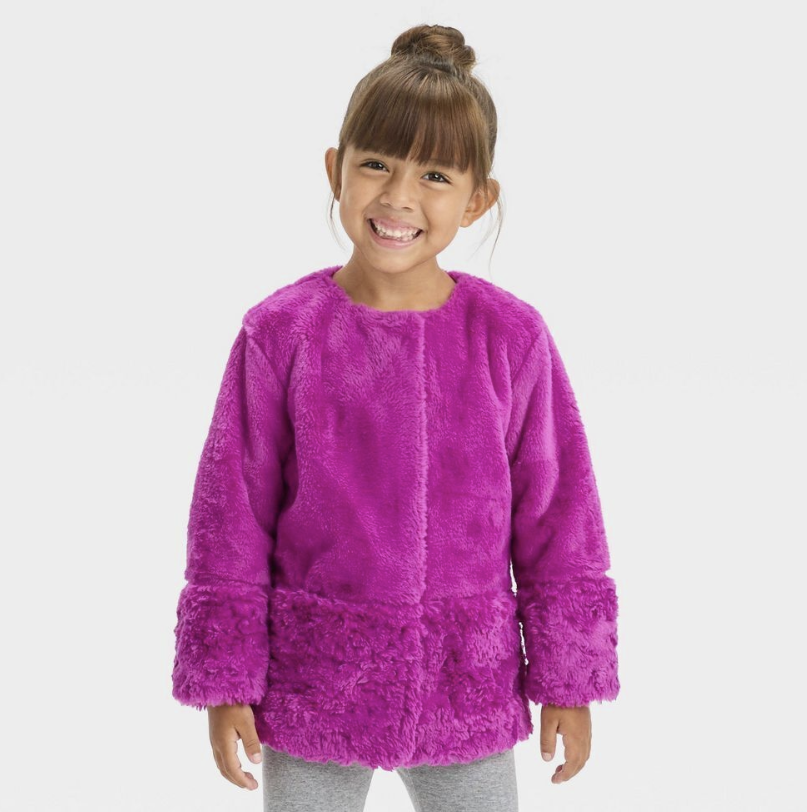 Cat & Jack Infant Kids Winter Faux Fur Jacket Full Lining