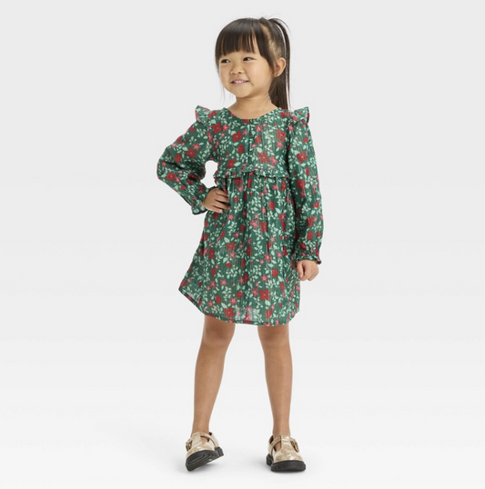 Toddler Girls' Floral Long Sleeve Dress - Cat & Jack™ Green