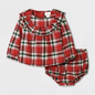 Baby Girls' Holiday Plaid Ruffle Top & Bottom Set - Cat & Jack™ Red