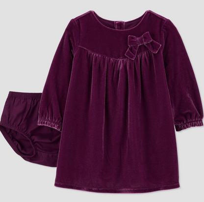 Carter's Just One You® Baby Girls' Long Sleeve Velour Dress - Purple,3 Months