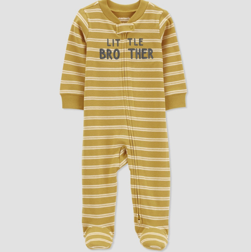 Carter's Just One You® Baby Boys' 'Little Brother' Footed Pajama - Gold