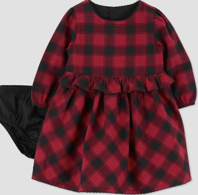 Carter's Just One You® Baby Girls' Long Sleeve Checkered Dress - Red/Black
