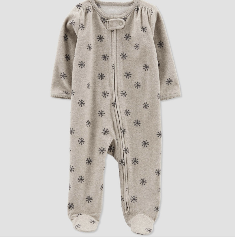 Carter's Just One You® Baby Girls' Snowflake Fleece Footed Pajama - Cream