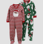 Carter's Just One You® Toddler Striped Santa Fleece Footed Pajama Set - Red,4T